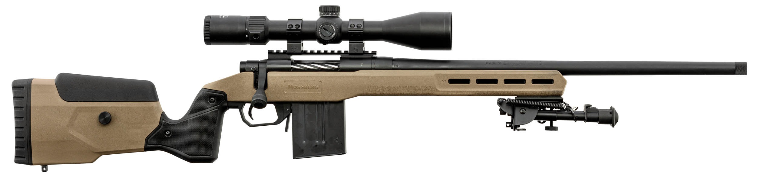 PACK MOSSBERG TACTICAL 308W + LUNETTE 6-24X50 + BIPIED